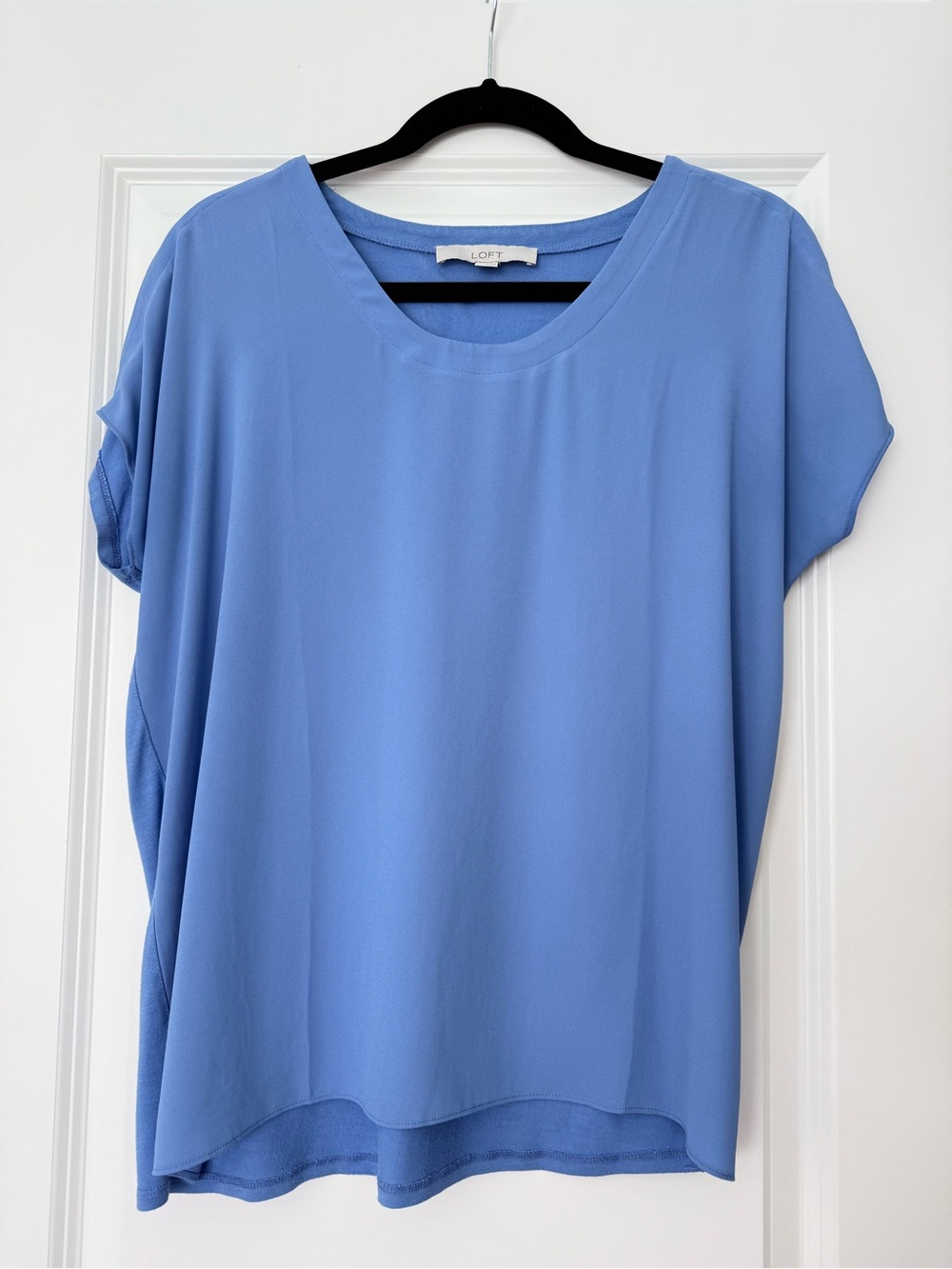 LOFT Periwinkle Short-Sleeve Scoop Neck Blouse